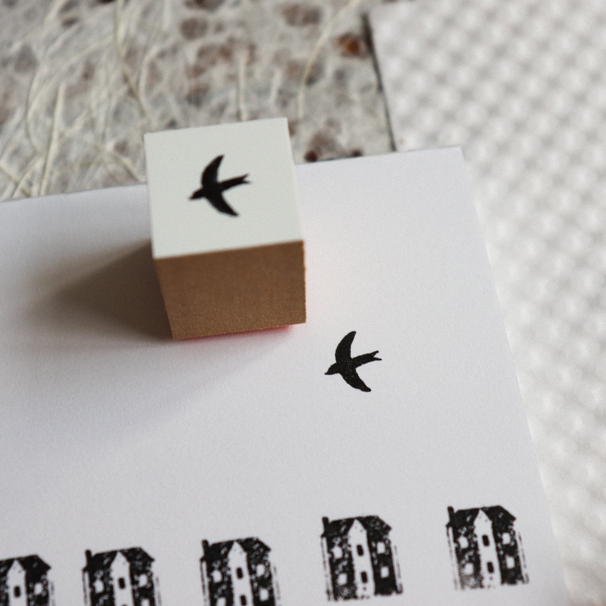 YOHAKU Wooden Rubber Stamp- Little Corner House & Sky of That Day
