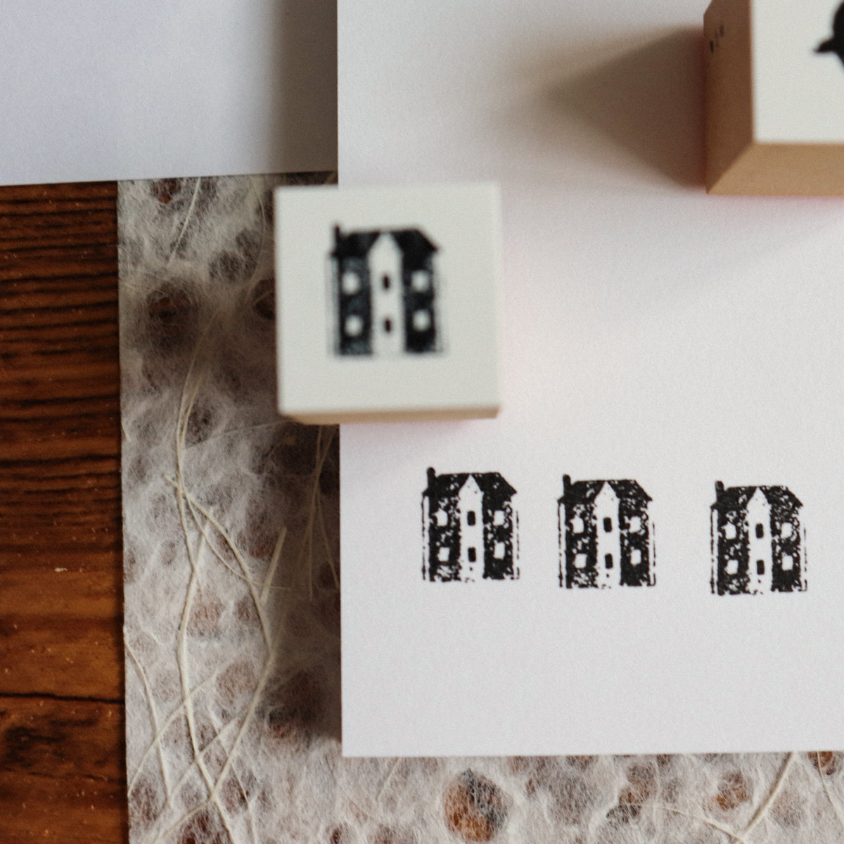YOHAKU Wooden Rubber Stamp- Little Corner House & Sky of That Day