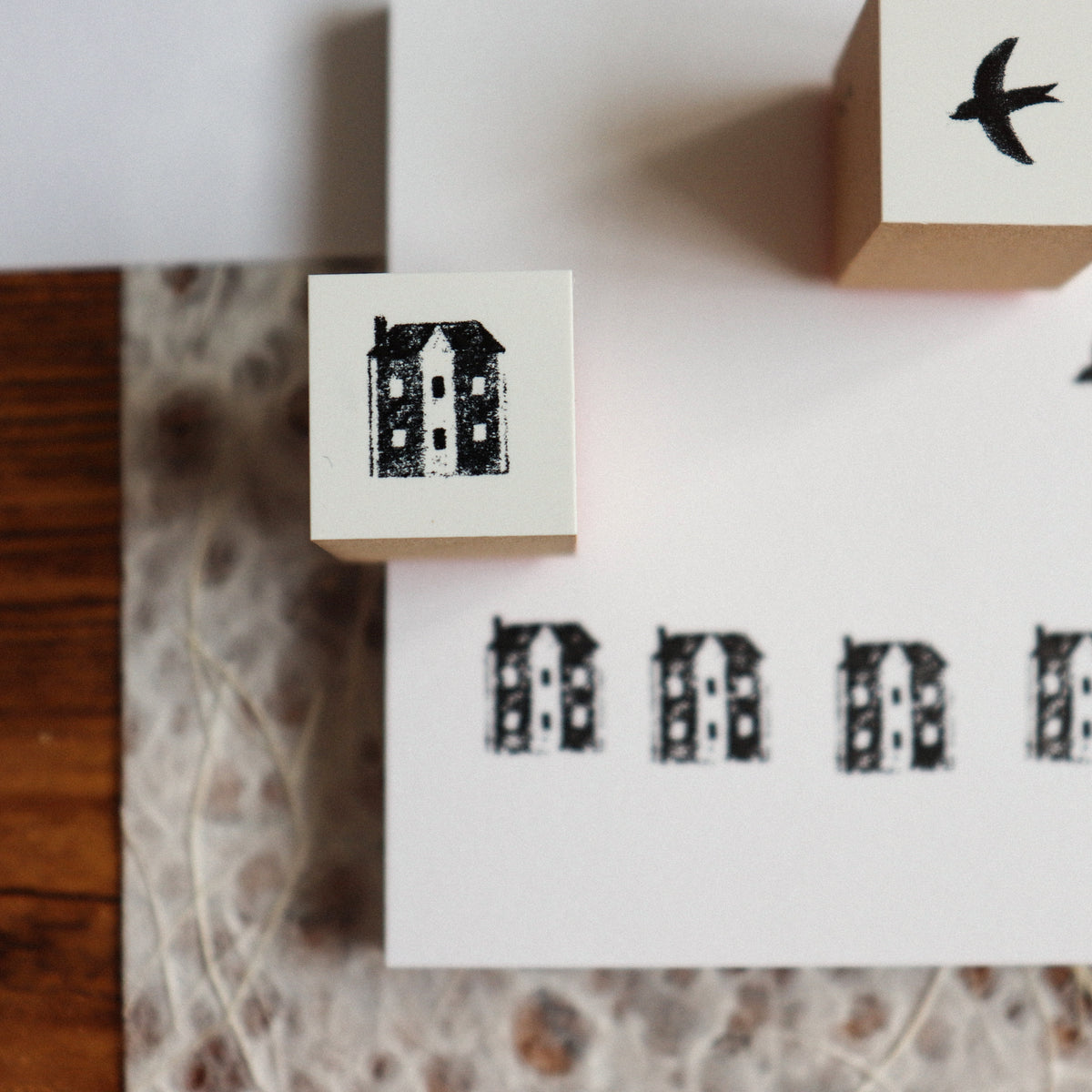 YOHAKU Wooden Rubber Stamp- Little Corner House & Sky of That Day