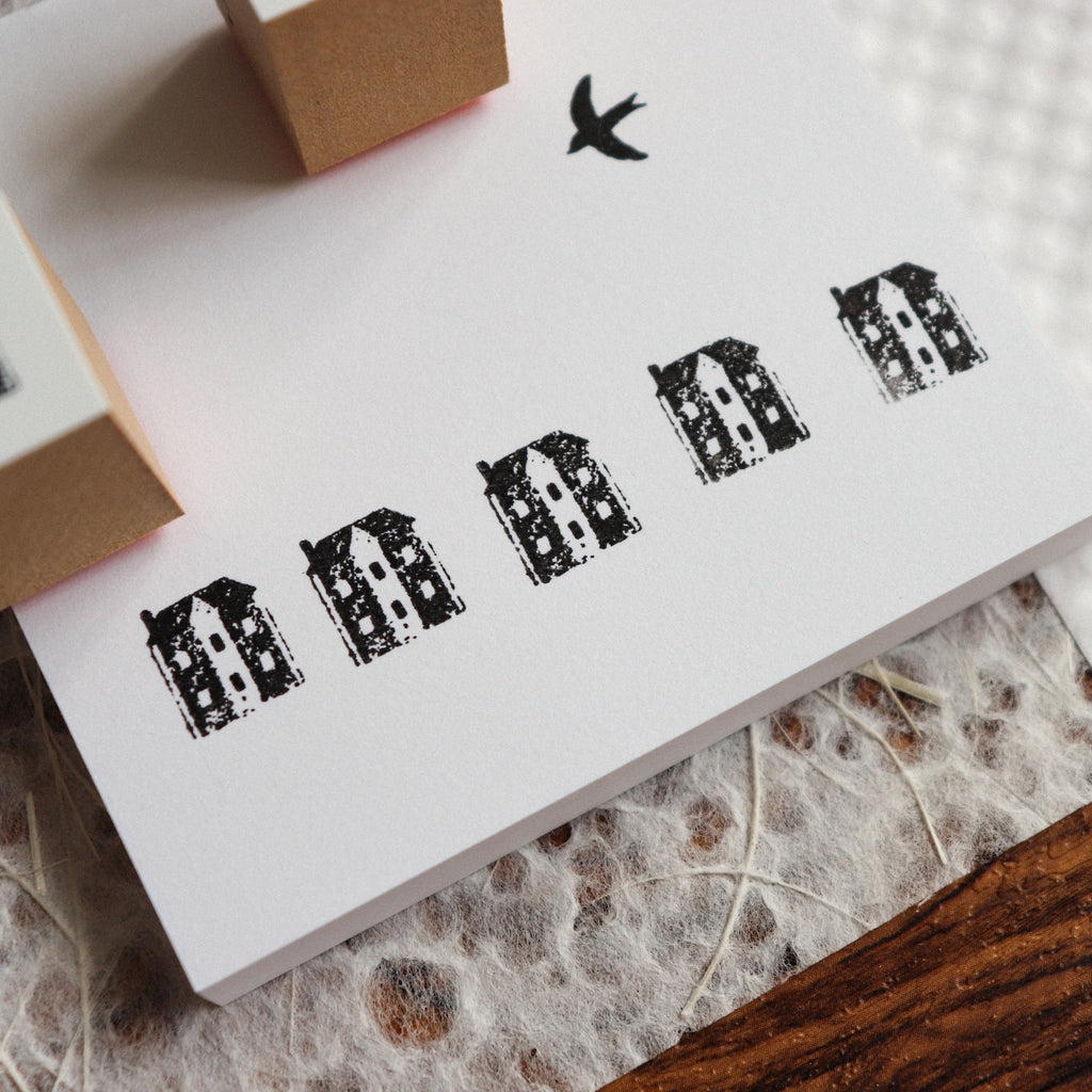 YOHAKU Wooden Rubber Stamp- Little Corner House & Sky of That Day
