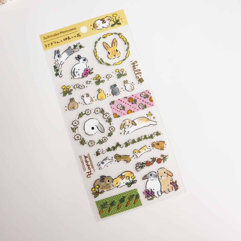 Shinako Moriyama- Sticker Sheet- Rabbit and Friendly Flower