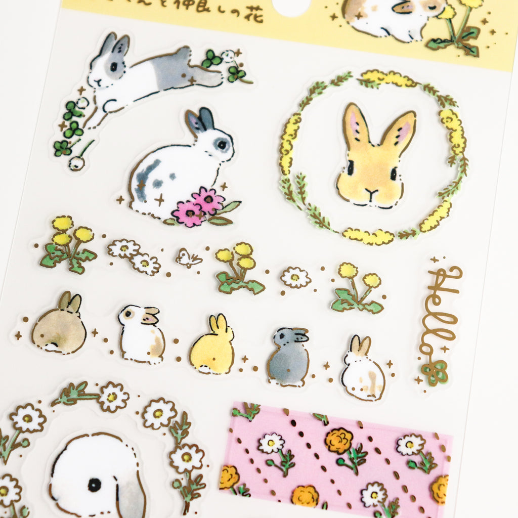 Shinako Moriyama- Sticker Sheet- Rabbit and Friendly Flower