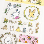 Shinako Moriyama- Sticker Sheet- Rabbit and Friendly Flower