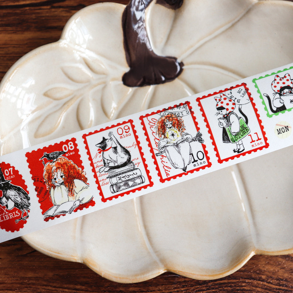 【NECOCHA】Date Stamp Washi Tape- "Green Forest Library"