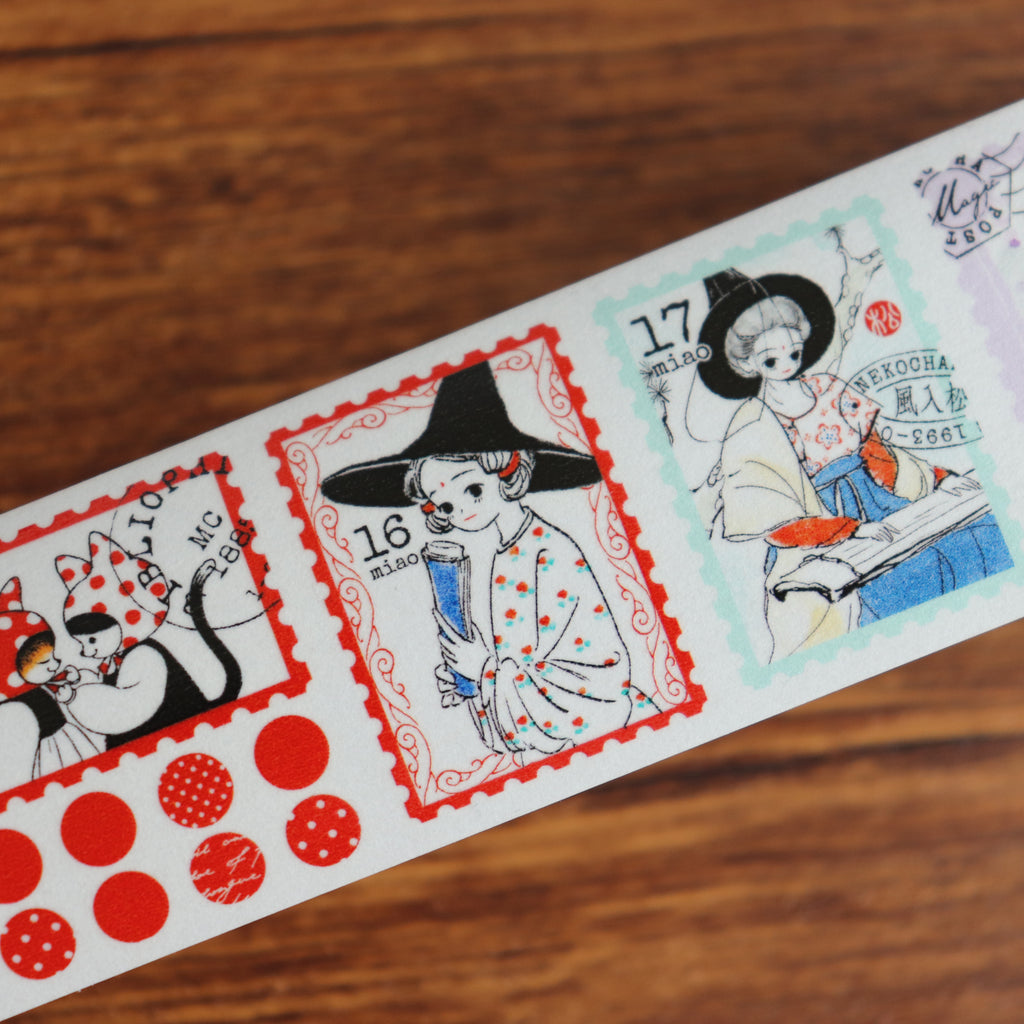 【NECOCHA】Date Stamp Washi Tape- "Green Forest Library"