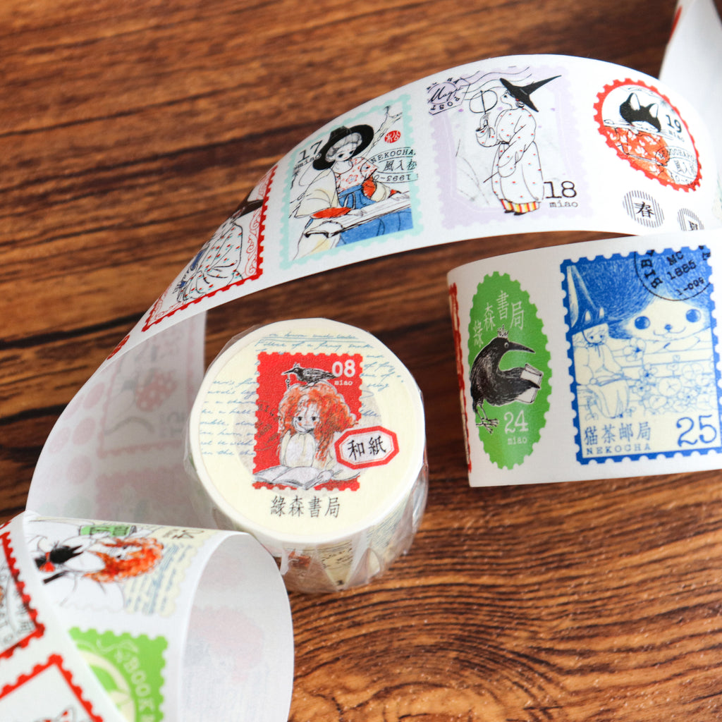 【NECOCHA】Date Stamp Washi Tape- "Green Forest Library"
