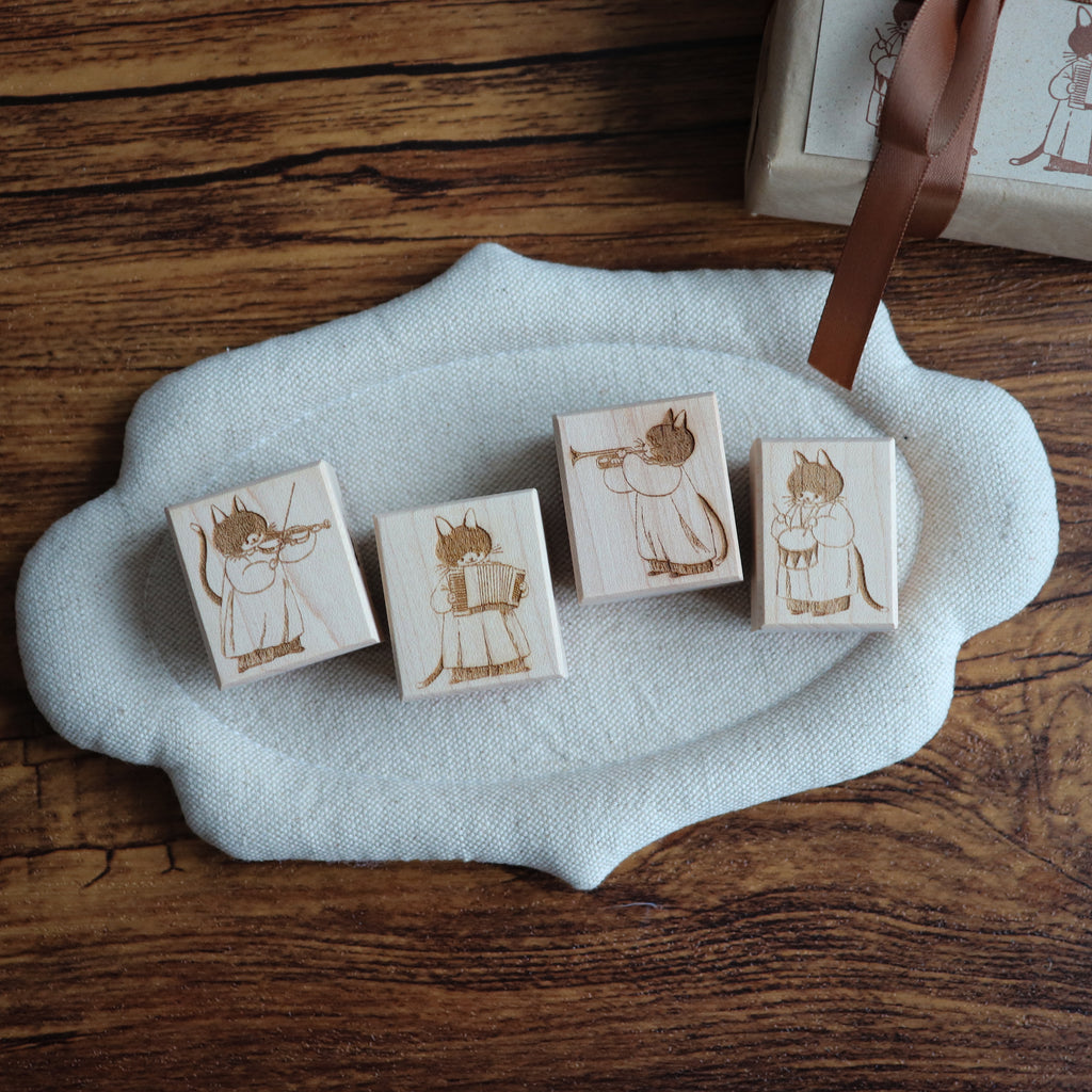 【NECOCHA】Wood Rubber Stamps- The Plush Purr-chestra