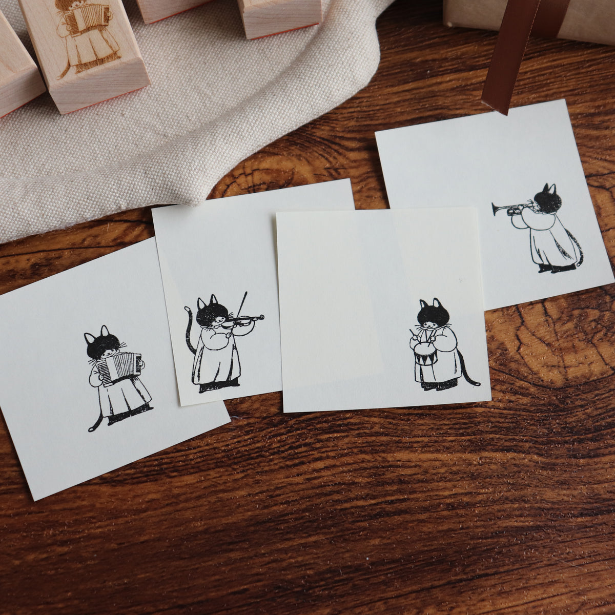 【NECOCHA】Wood Rubber Stamps- The Plush Purr-chestra