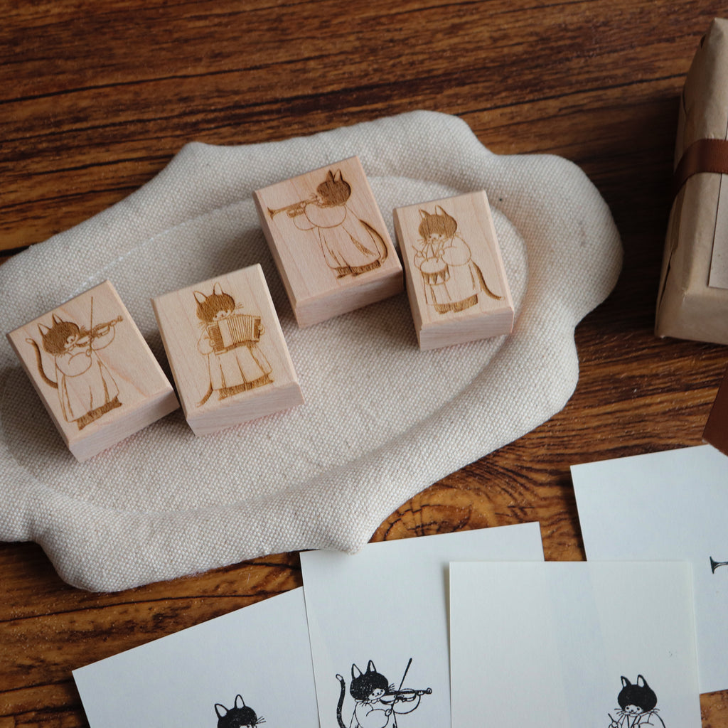【NECOCHA】Wood Rubber Stamps- The Plush Purr-chestra