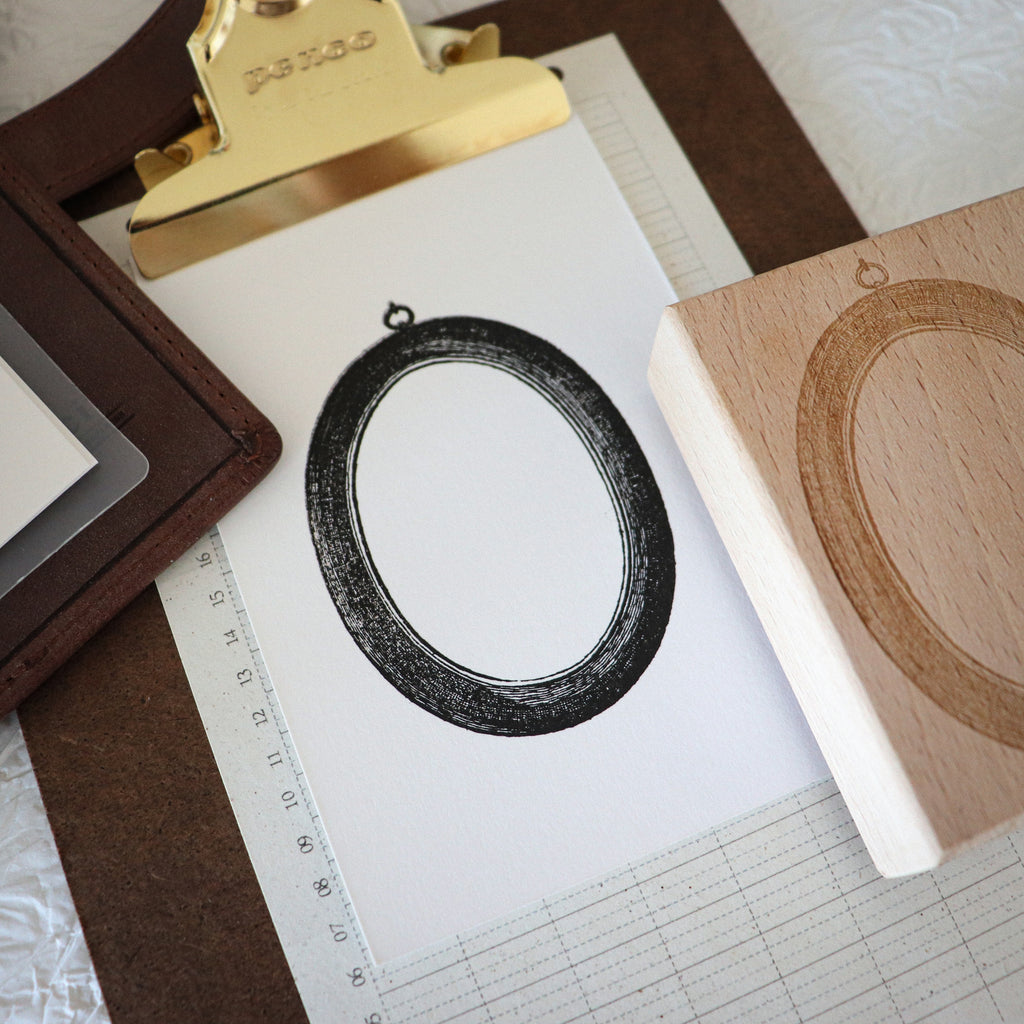 [Bunny Craft House] Wood Stamp - Detailed Oval Mirror