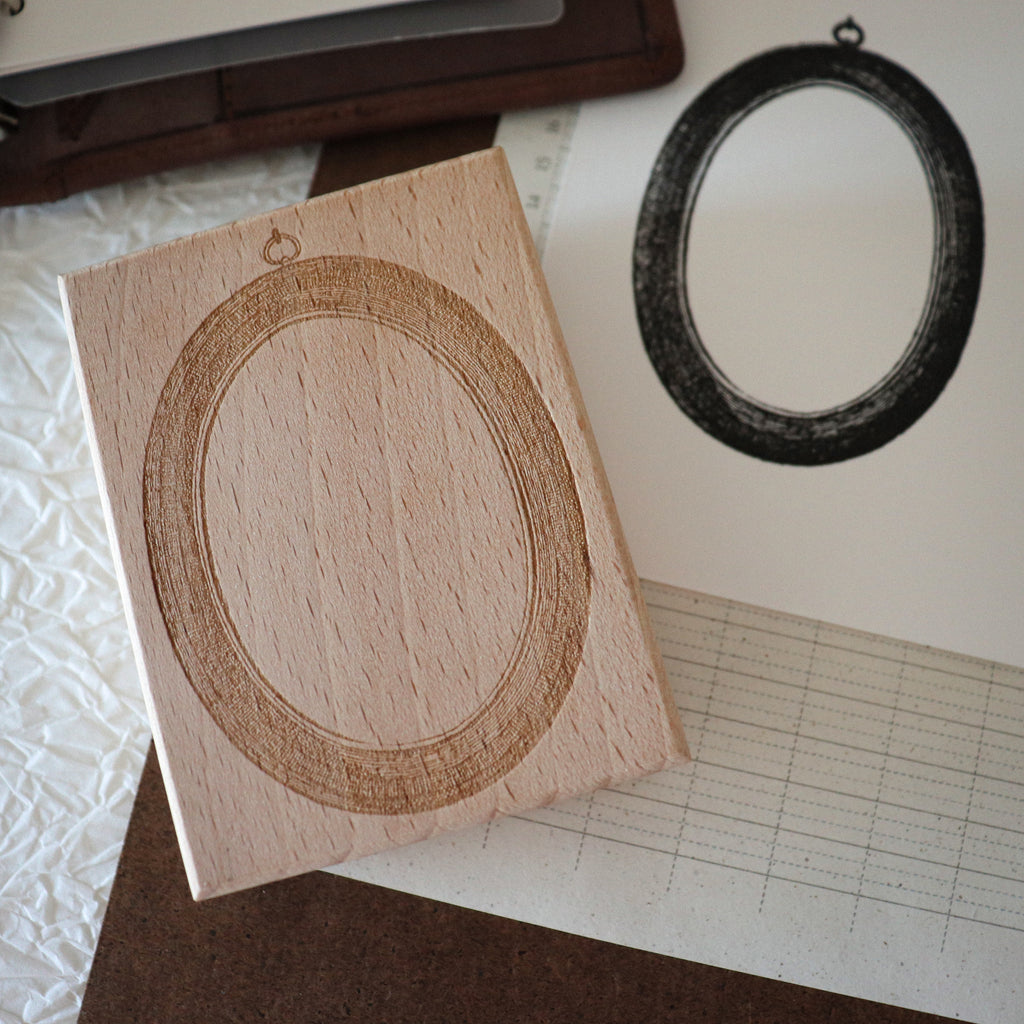 [Bunny Craft House] Wood Stamp - Detailed Oval Mirror