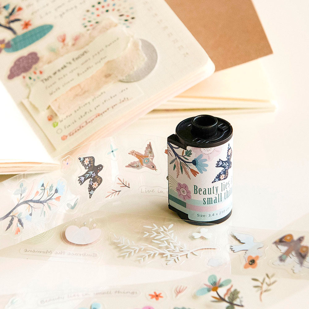 MU Kiss-Cut PET Roll Tape - Feather & Blossom