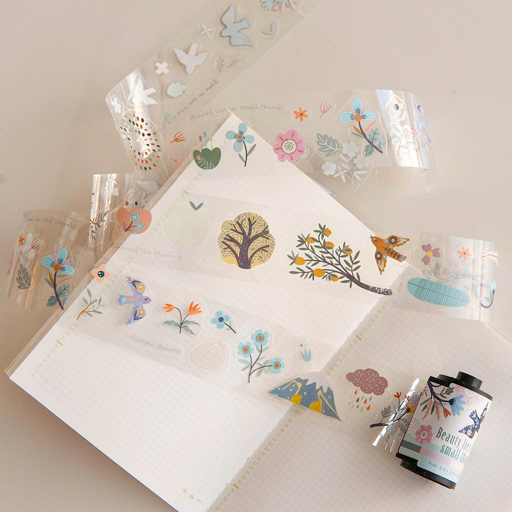 MU Kiss-Cut PET Roll Tape - Feather & Blossom
