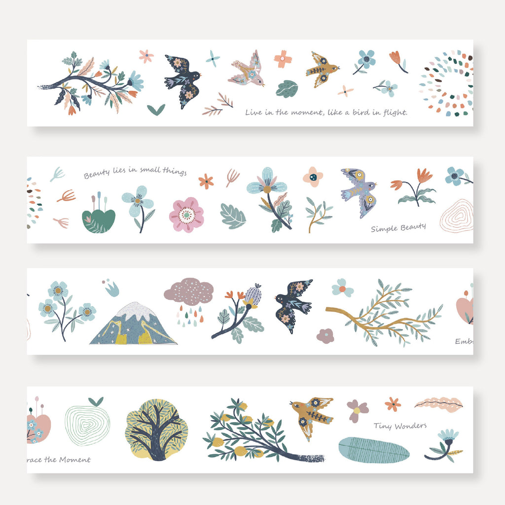 MU Kiss-Cut PET Roll Tape - Feather & Blossom