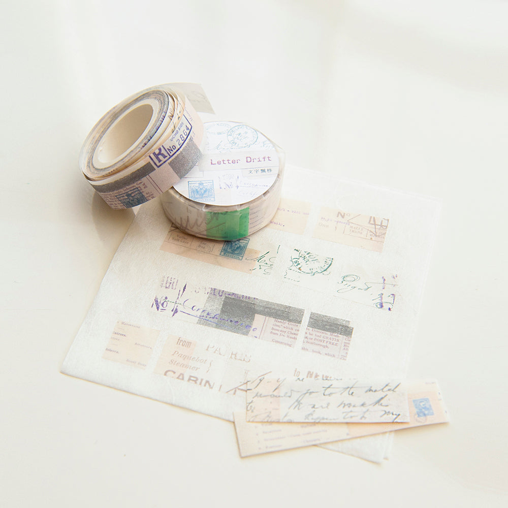 MU Washi Tape with Release Paper- Letter Drift