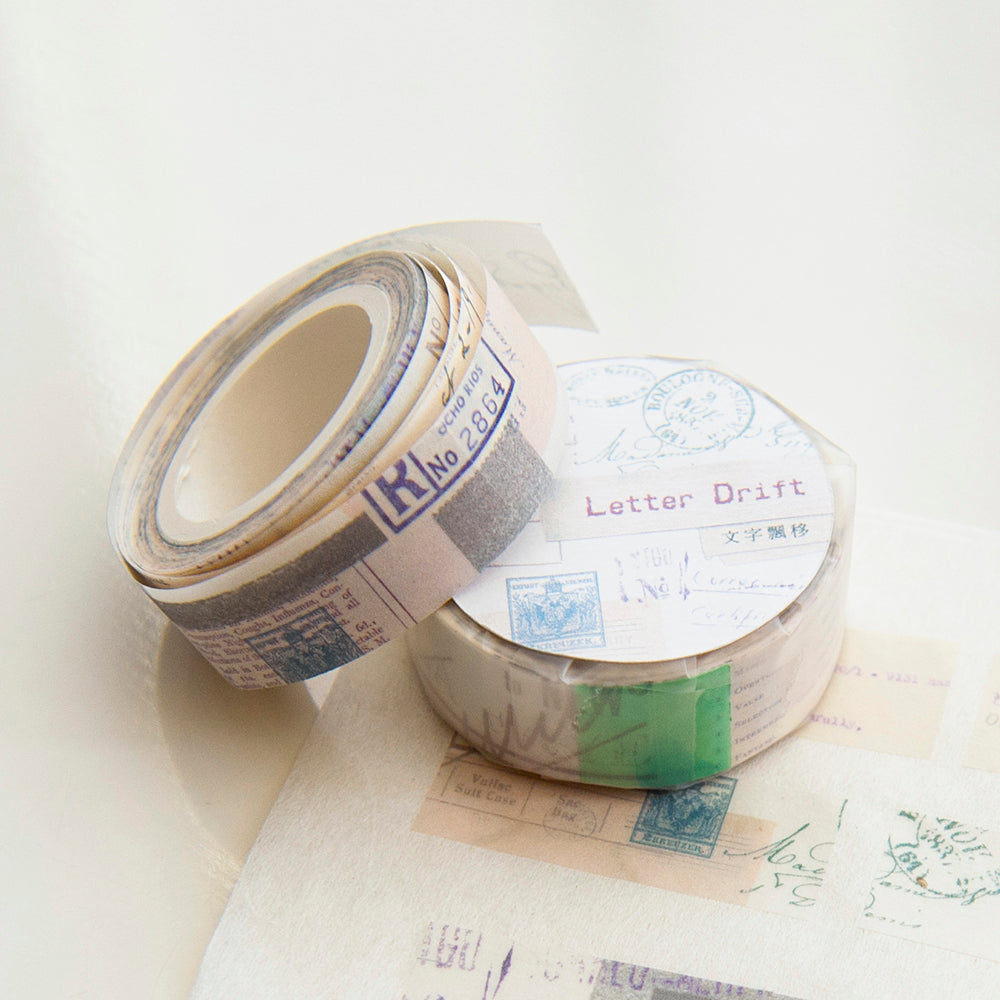 MU Washi Tape with Release Paper- Letter Drift