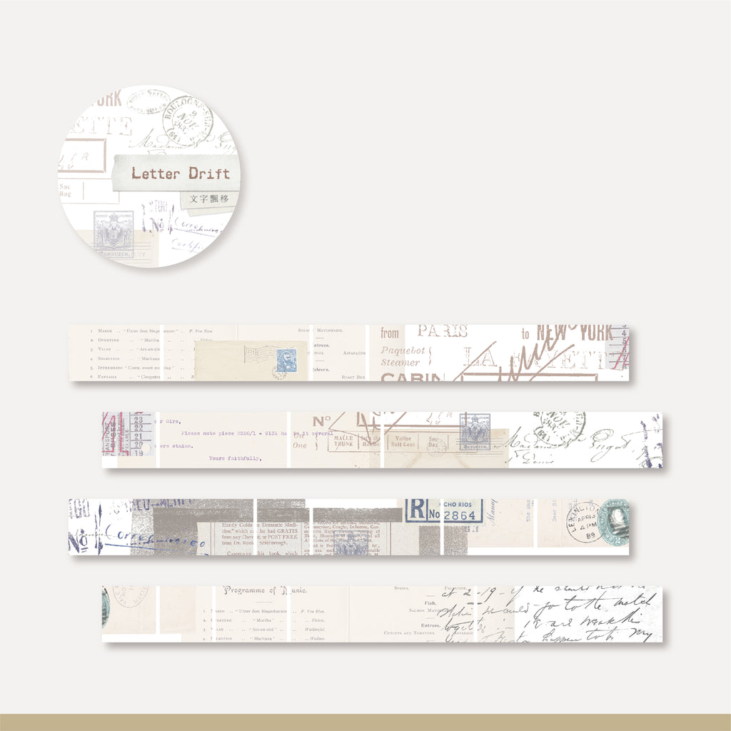 MU Washi Tape with Release Paper- Letter Drift