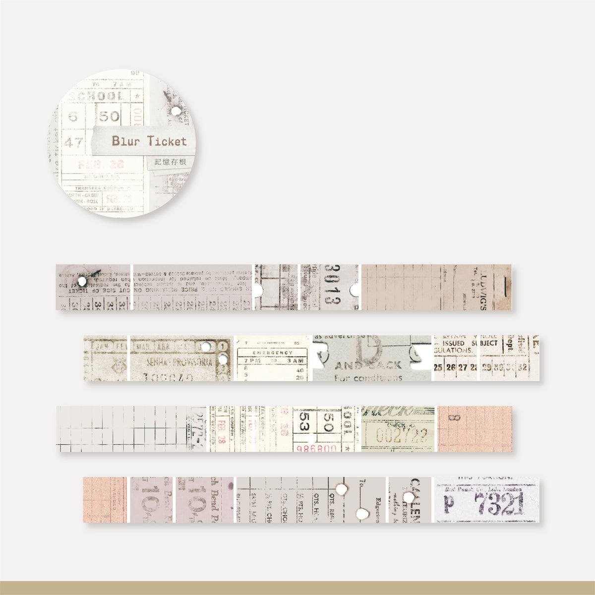 MU Washi Tape with Release Paper- Blur Ticket