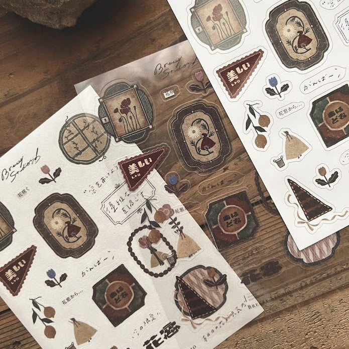 【Breezy Studio】Flower window - 3 material sticker set