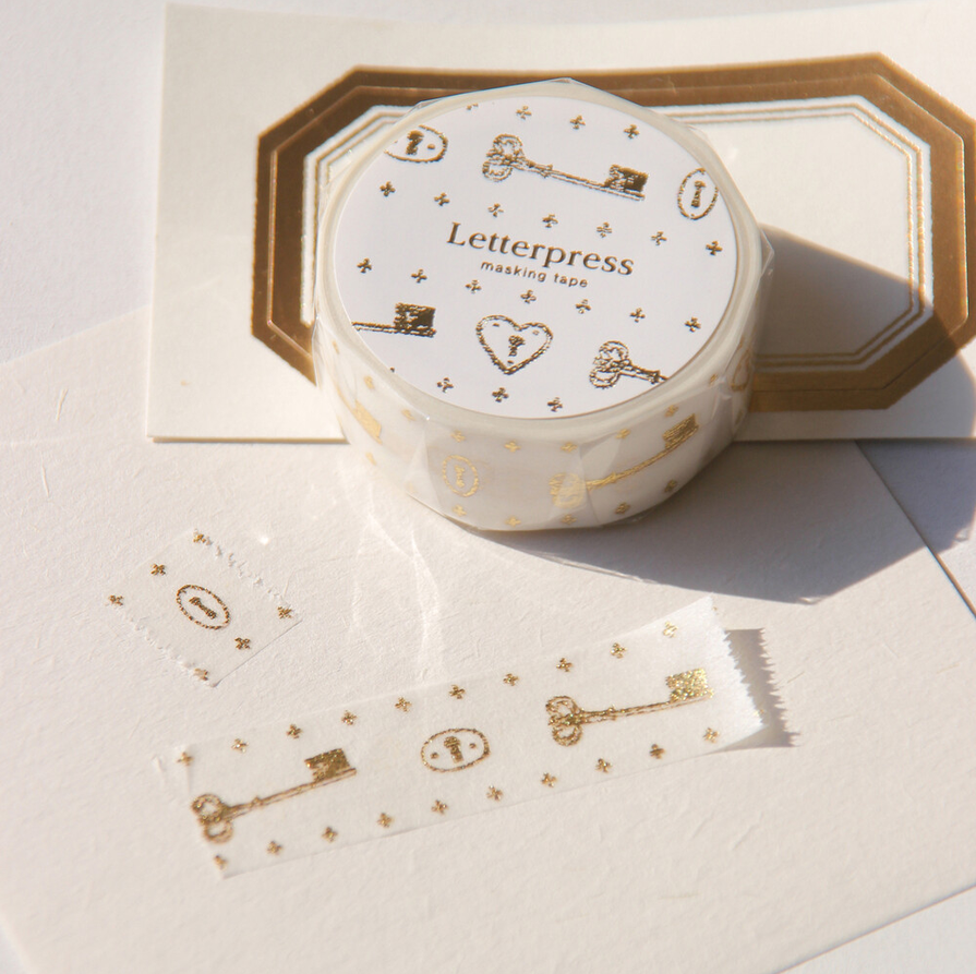 [BOKI] Masking Tape- Letterpress Gold Foil - Vintage Keys