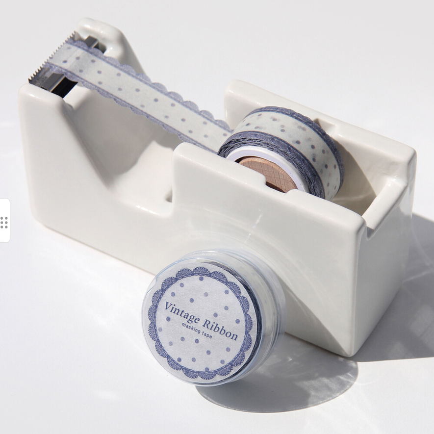 [BOKI] Masking Tape- Vintage Ribbon - Navy Dot