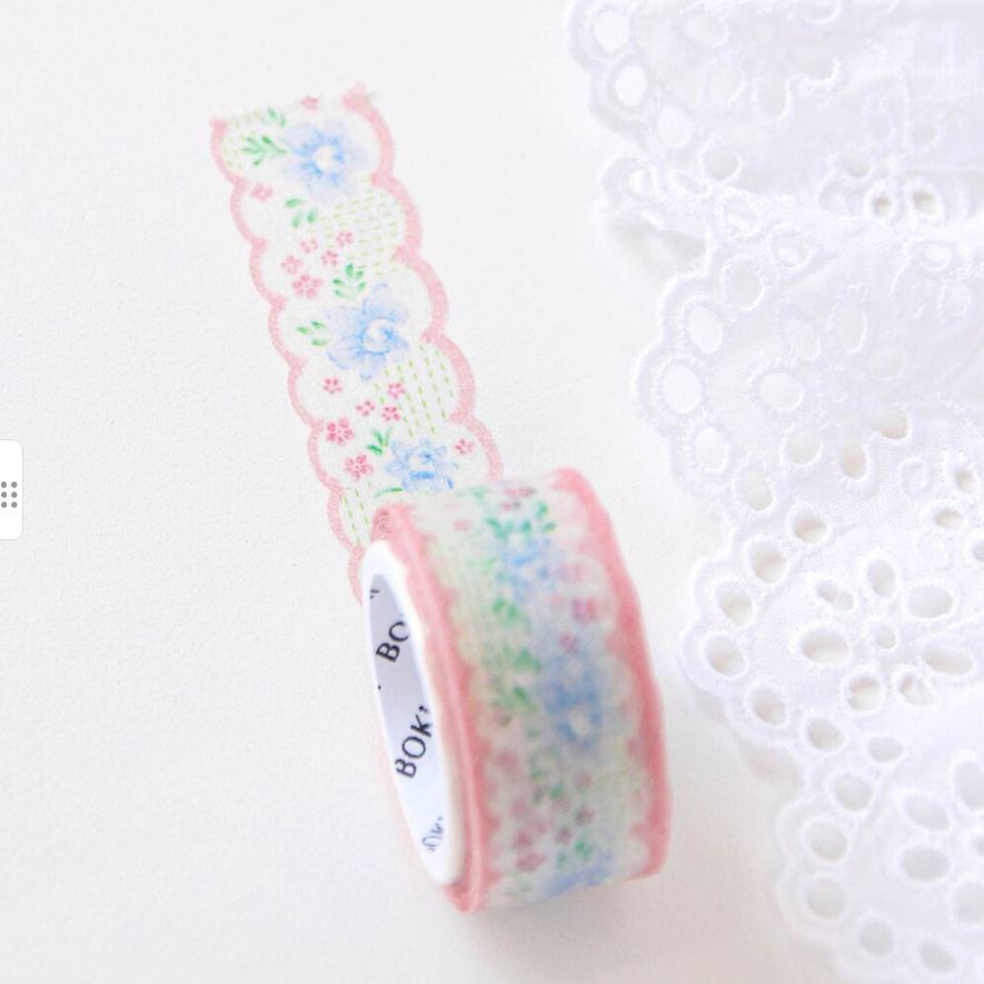 [BOKI] Die-cut Masking Tape- Flower Ribbon - Blue Peony