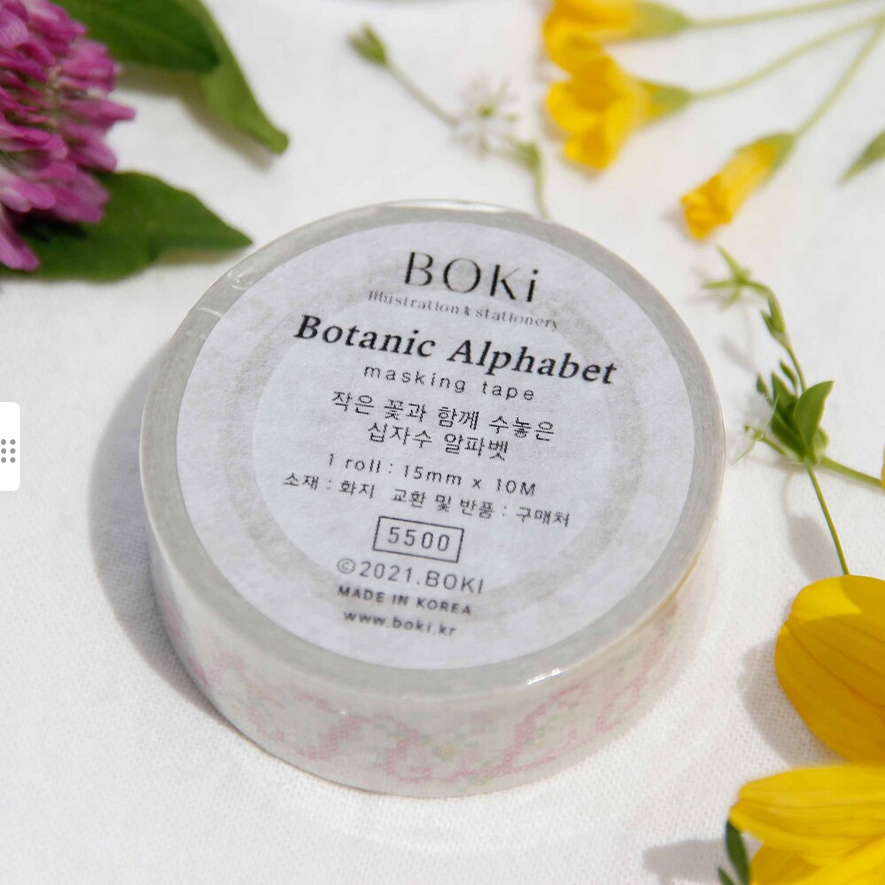 [BOKI] Masking Tape- Cross Stitch - Botanic Alphabet