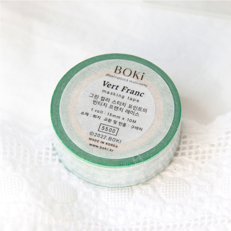 [BOKI]Masking Tape- French Lace - Vert Franc