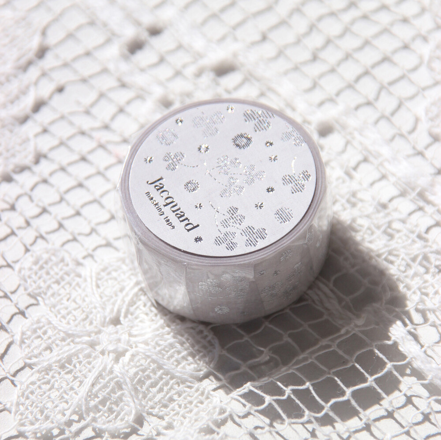 [BOKI]Washi Tape- Jacquard Silver Foil - Clover of Happiness