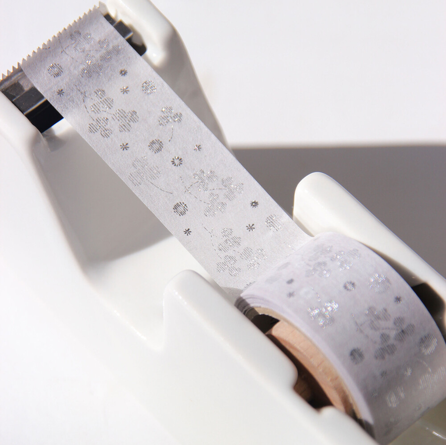 [BOKI]Washi Tape- Jacquard Silver Foil - Clover of Happiness