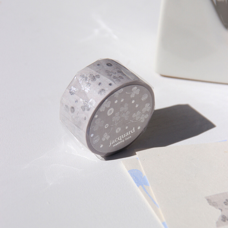 [BOKI]Washi Tape- Jacquard Silver Foil - Clover of Happiness