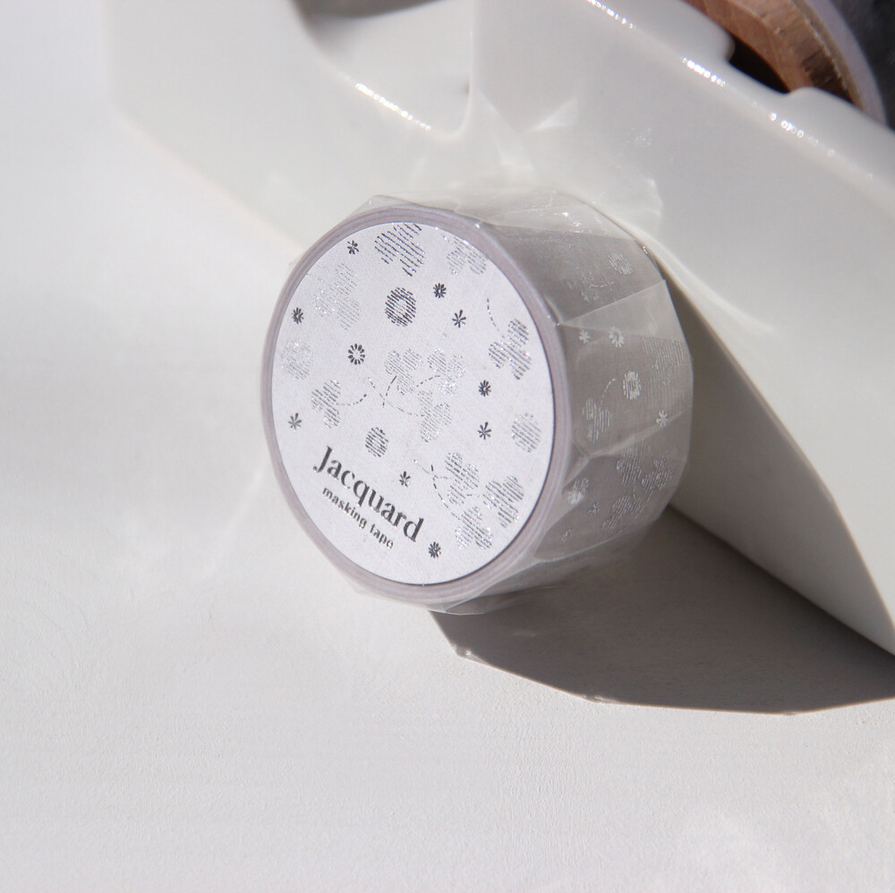 [BOKI]Washi Tape- Jacquard Silver Foil - Clover of Happiness