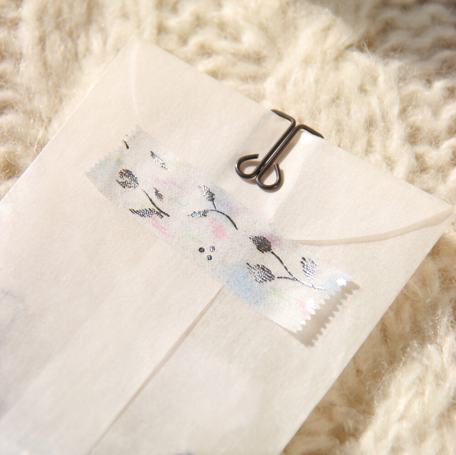 [BOKI]Washi Tape- Angora Sweater Silver Foil - Glint Flora