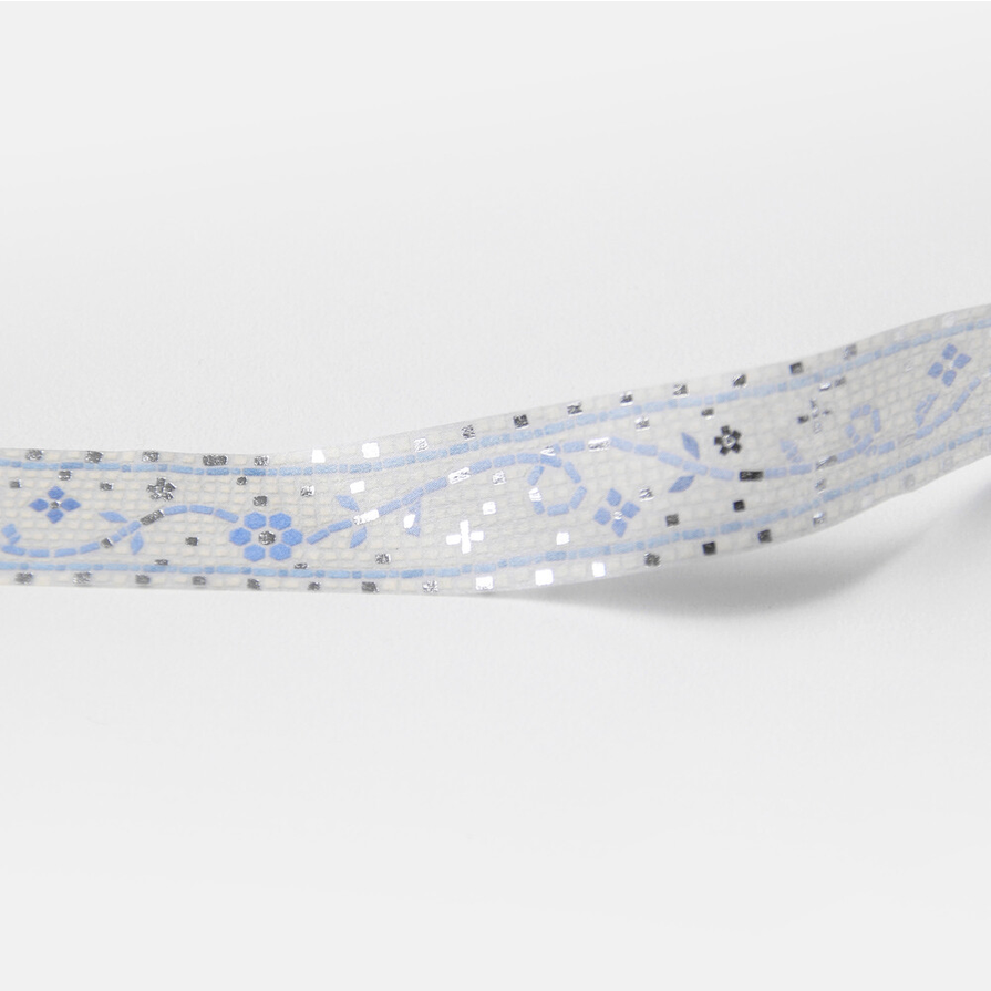 [BOKI]Washi Tape- Moroccan Tiles Silver Foil - Mosaic Desert Fleur