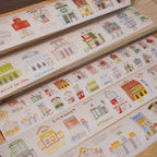 【Wanle Studio】Washi Sticker Roll - Small Town Street Houses