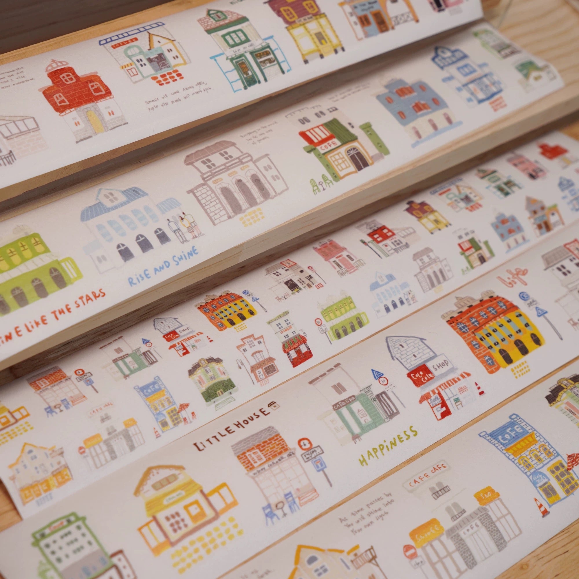 【Wanle Studio】Washi Sticker Roll - Small Town Street Houses