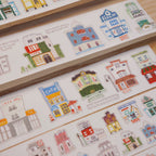 【Wanle Studio】Washi Sticker Roll - Small Town Street Houses
