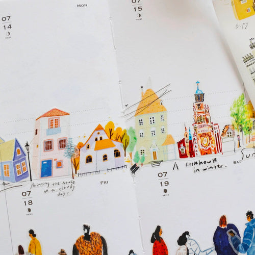 【Sanwen】Washi Sticker Roll - Roadside | Hand-Drawn Pre-Cut Tape