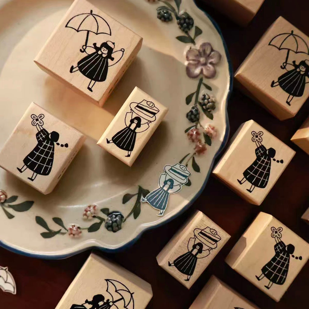 【Yi'er Studio】Wood Rubber Stamp- "Sweet & Simple" Series