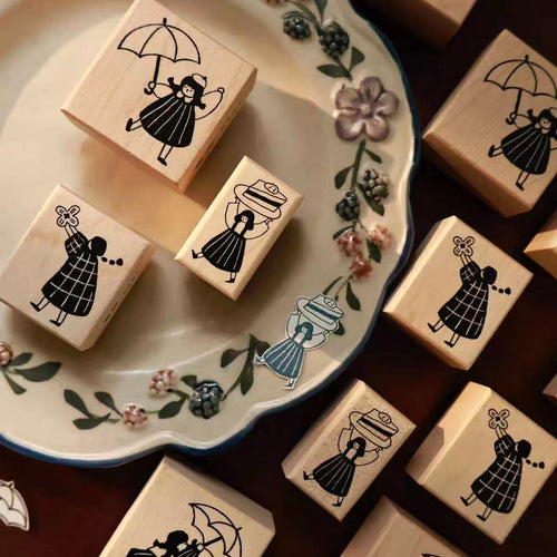 【Yi'er Studio】Wood Rubber Stamp- "Sweet & Simple" Series
