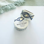 Kurogoma- Blue Gold Flake Infused Washi Tape- Dimond Butterfly & Flower