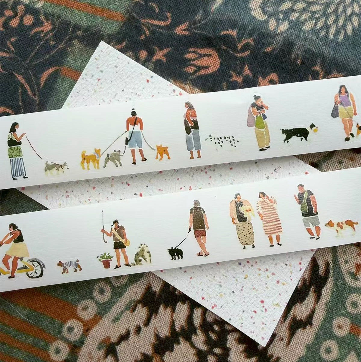 Clear Water Stationery - "Little People" Series Kiss-cut Washi Tape - Dog Walking