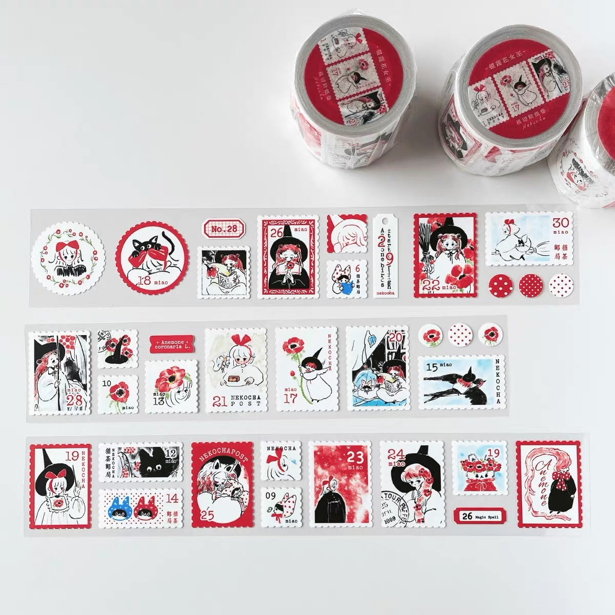 【NECOCHA】Kiss-Cut Postage Tape Sticker Roll