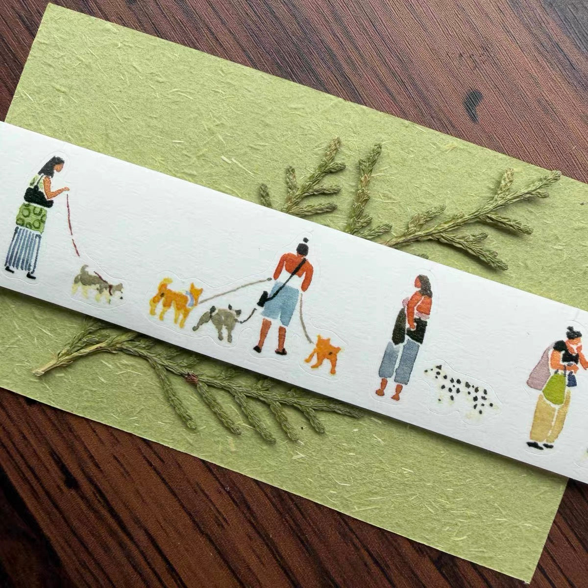 Clear Water Stationery - "Little People" Series Kiss-cut Washi Tape - Dog Walking