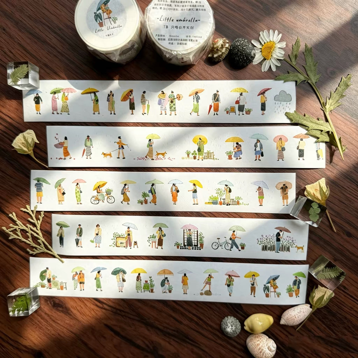 Clear Water Stationery - "Little People" Series Kiss-cut Washi Tape- A Moment Under the Umbrella