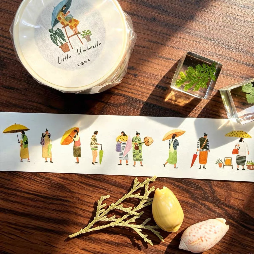 Clear Water Stationery - "Little People" Series Kiss-cut Washi Tape- A Moment Under the Umbrella