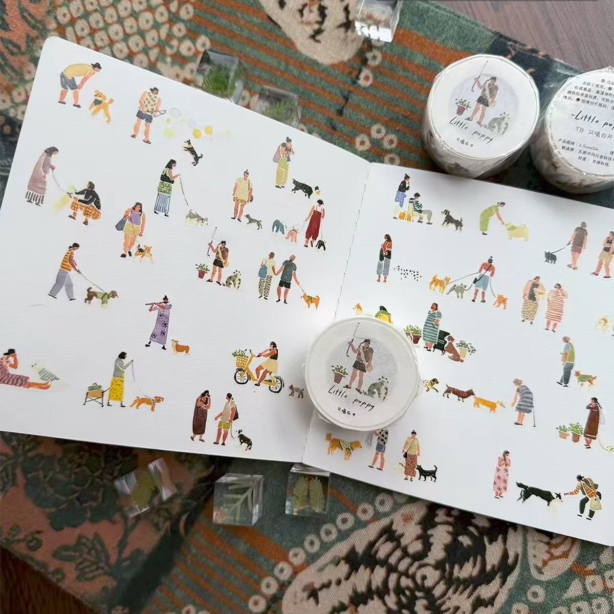 Clear Water Stationery - "Little People" Series Kiss-cut Washi Tape - Dog Walking