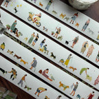 Clear Water Stationery - "Little People" Series Kiss-cut Washi Tape - Dog Walking