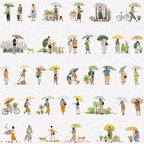 Clear Water Stationery - "Little People" Series Kiss-cut Washi Tape- A Moment Under the Umbrella